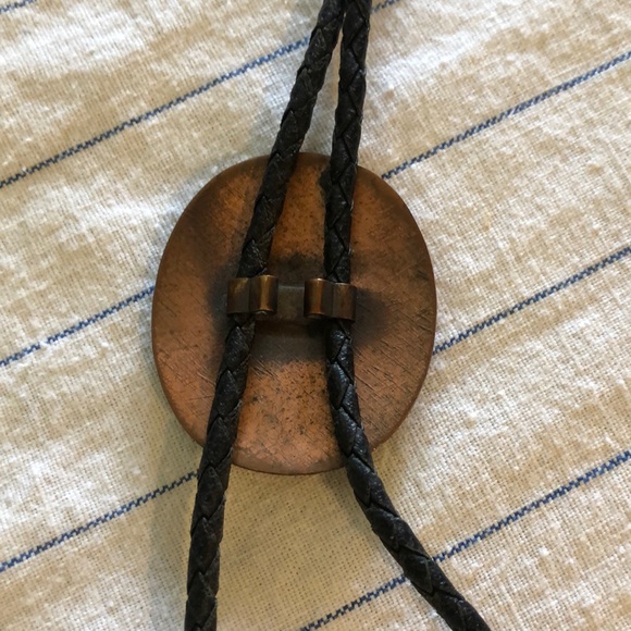 Copper bucking bronco cowboy bolo tie vintage - Picture 4 of 4